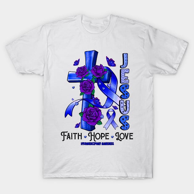 Hydranencephaly Awareness - Jesus Cross ribbon Faith T-Shirt by StevenPeacock68
